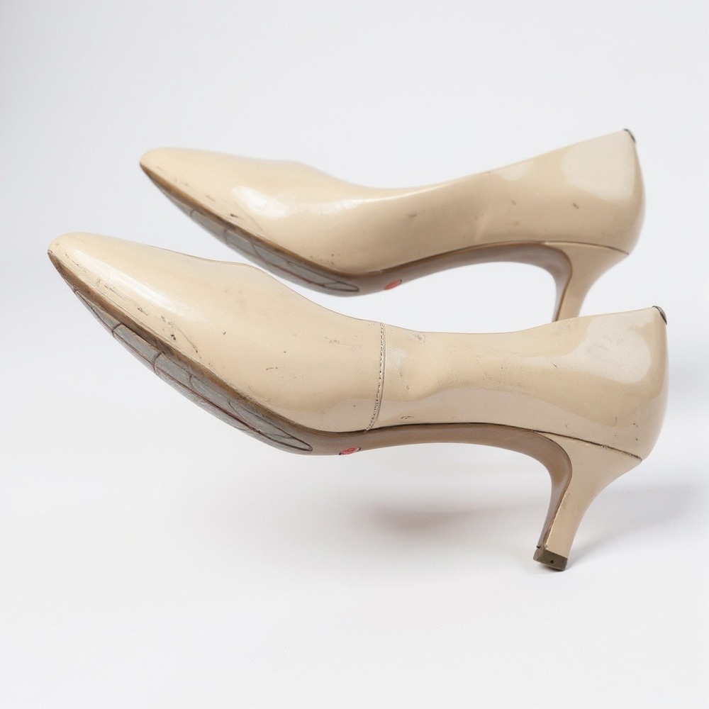 Rockport Women's Beige‎ Patent Leather Kitten Heel Pumps Shoes US 7